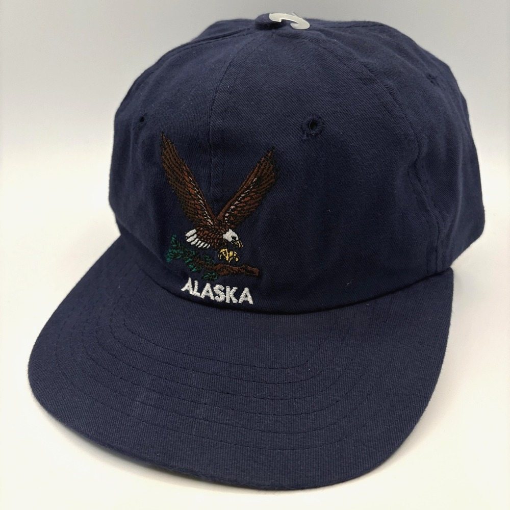 Vintage Alaska Eagle Hat Arctic Circle Enterprises Strap Back One Size Blue